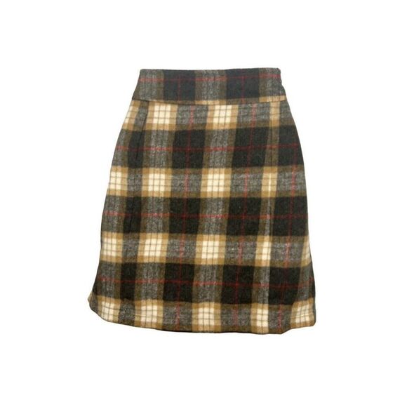 ✨POL Mini Skirt Size S Brown Tan Plaid Zip Front Flannel✨ - Picture 8 of 13